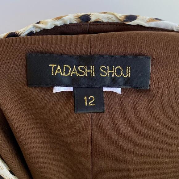 Tadashi Shoji Silk Leopard Animal Print Pleated Tie Blouse sz 12 - Picture 10 of 10